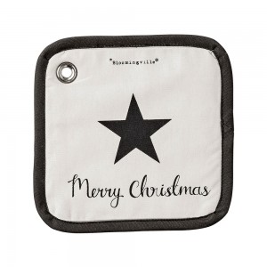 블루밍빌레 Star Potholder, White/Black