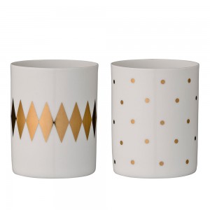 블루밍빌레 Porcelain Votive 2pcs, Gold/White