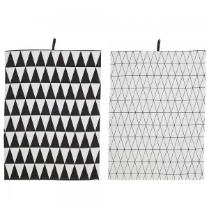 블루밍빌레 Diamond Kitchen Towel 2pcs, Black