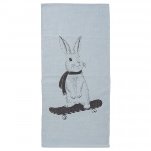 Rabbit on a skateboard rug