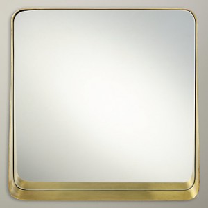 House by John Lewis Round Corner Mirror, 36 x 36cm, Brass