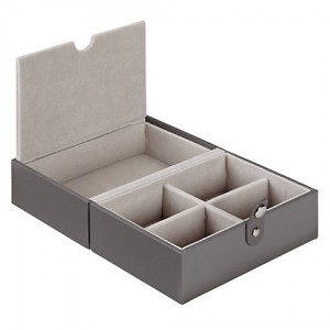 LC Designs Travel Jewellery Box Tray, Mink/ Grey Velvet